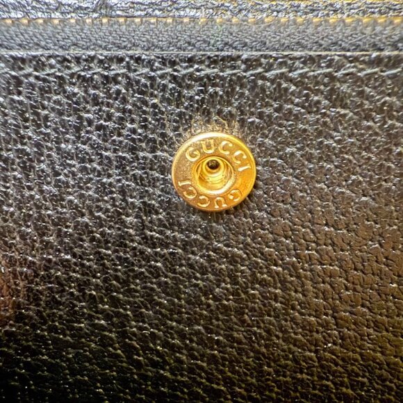 Gucci Vintage GG Monogram Canvas Long Wallet with Gold Studded Leather in Black - Picture 10 of 14
